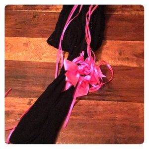 Black fishnet lace up tights - never worn